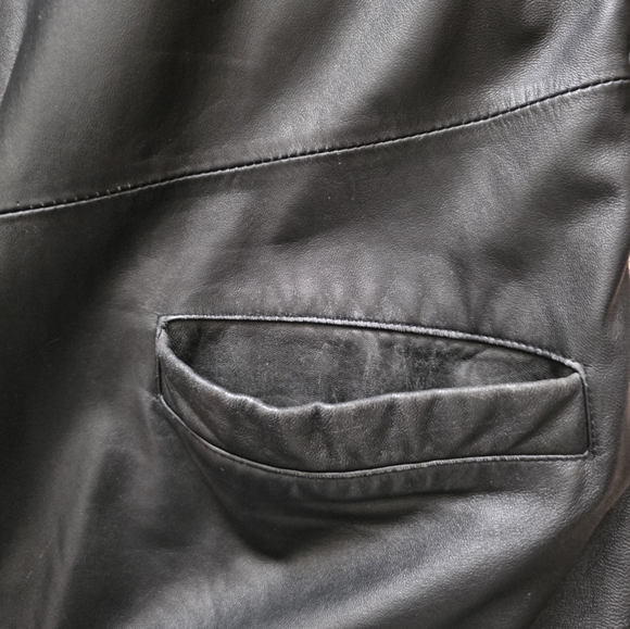 Wilsons Leather Thinsulate Genuine Leather Jacket Zip Button Mens L Blck Biker - Picture 6 of 12